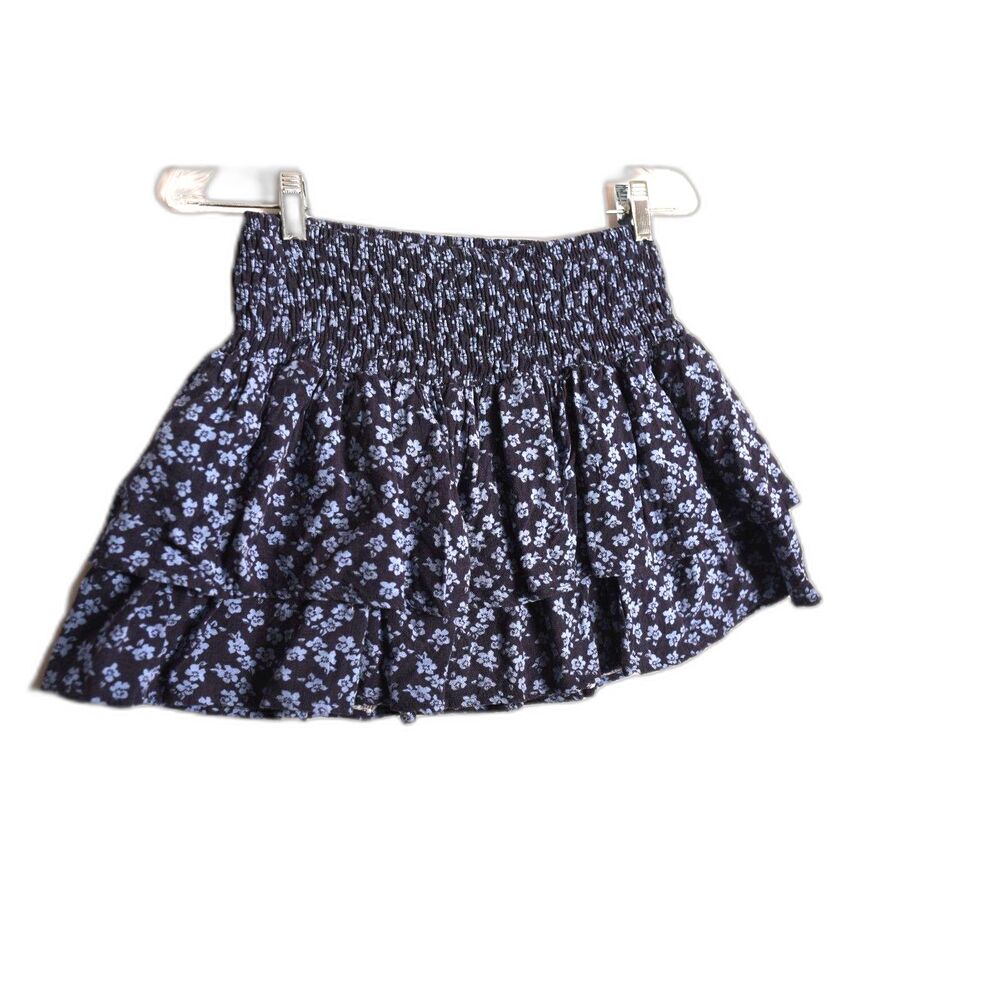 Ditsy floral blue tiered mini skirt Rayon
